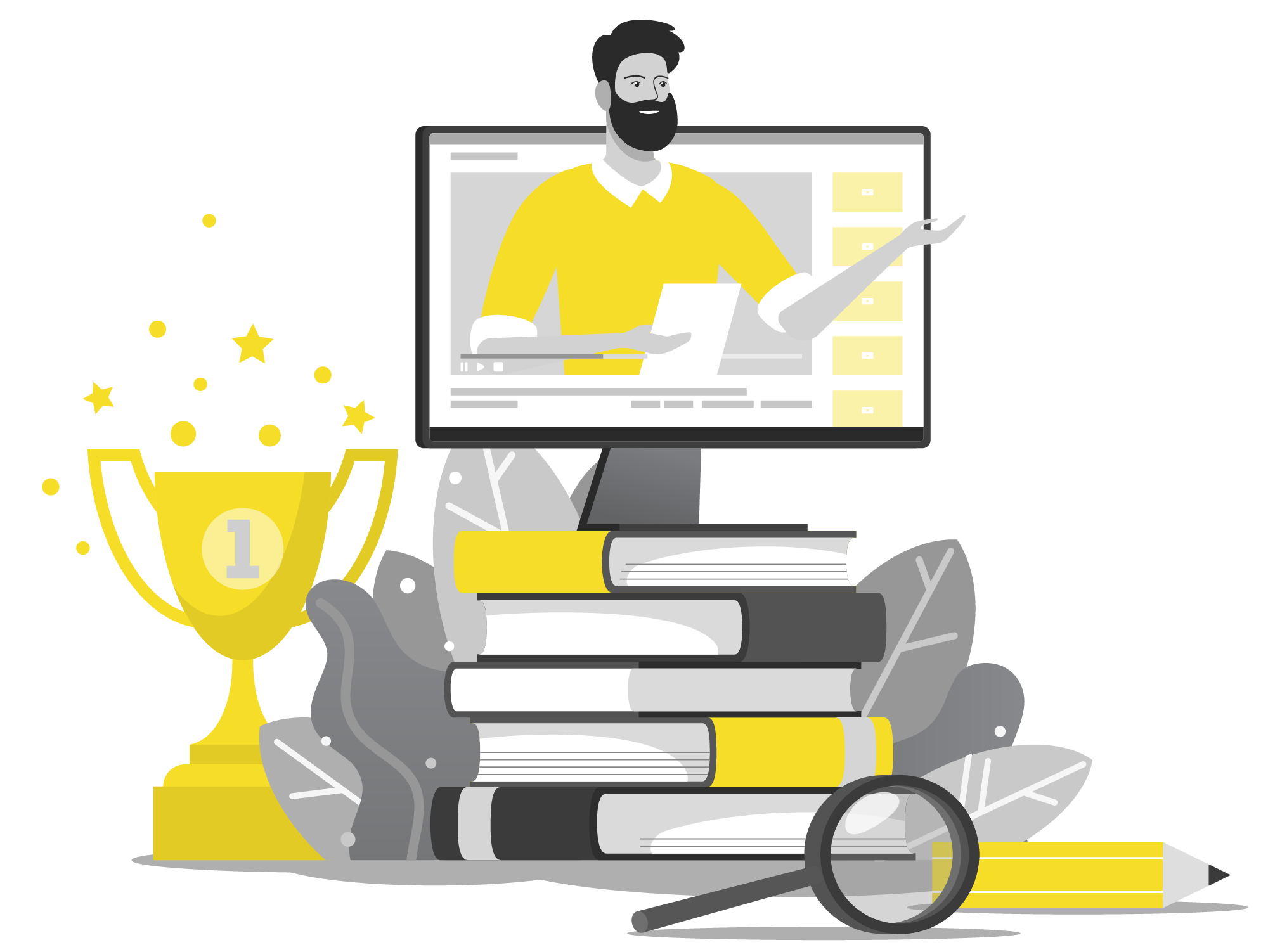 Online tutor with trophy